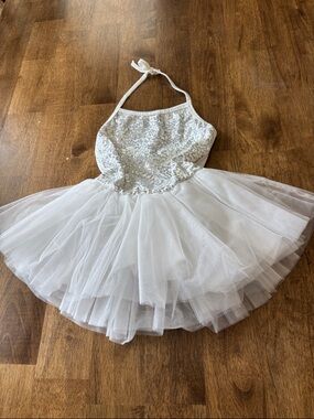 Sparkle Halter Tulle Ballet Dress in White